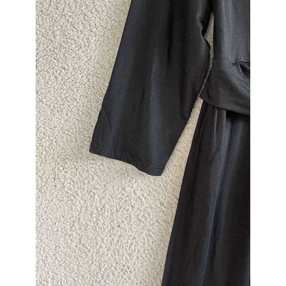 New Pink Blush Maternity Dress Womens Size Large Black Front Knot Long Sleeve - Picture 7 of 15